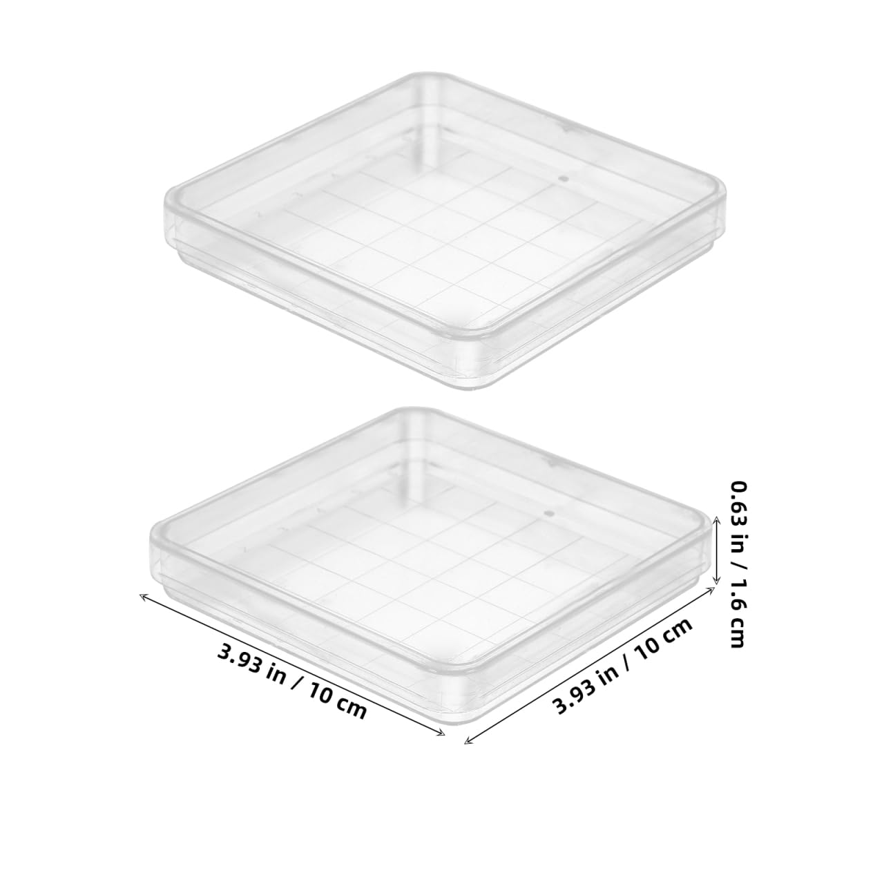 Cabilock Placas Petri Cuadradas 10x10cm con Tapa para Laboratorio Microbiología