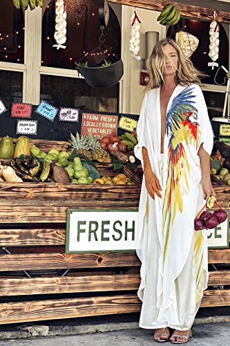 QPQ Womens Kinomo Cover Up for Swimwear Long Kimono Cardigans Side Split Beach Coverups2