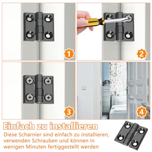 Klappscharniere aus Metall, 40 mm x 40 mm, schwarz, zinklegiert, abnehmbar für Türen, Schränke, Fenster, 3 Stück