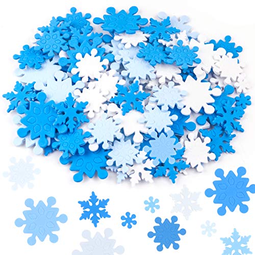 Coopay 600 Pieces Mini Foam Snowflake Stickers Self-Adhesive Snowflake Stickers Decals for Christmas Decoration DIY Craft Projects Assorted Color and Sizes