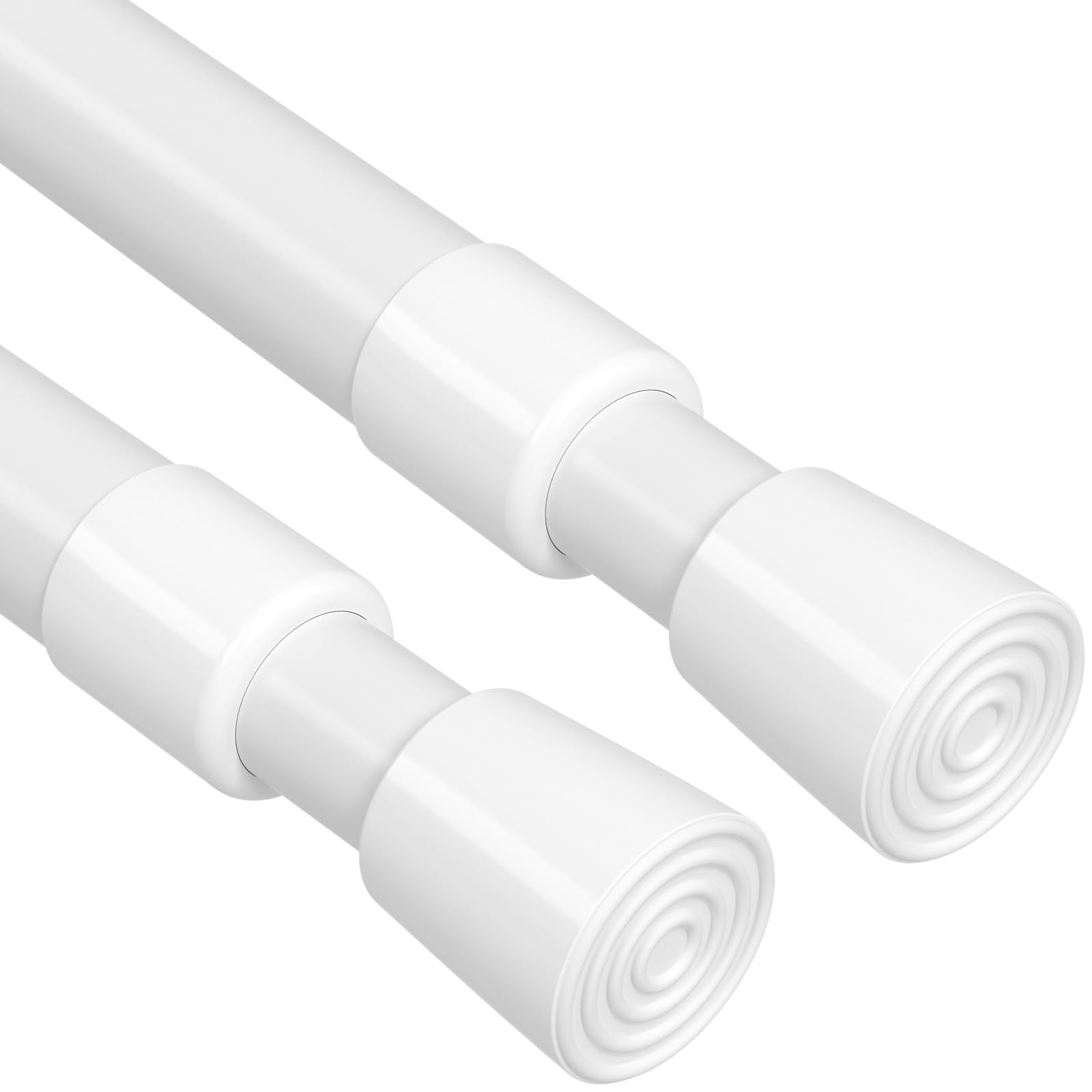 MEXAU 2 Pack White Tension Curtain Rod 17-41inch Adjustable Small Spring Loaded Curtain Rods No Drilling Spring Tension Rods Short Tension Rod Closet Rod Expandable for Windows Doorway Cupboard Bars