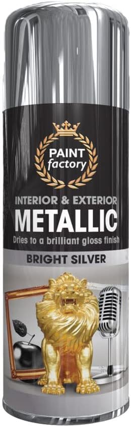 9 x Metallic Bright Silver Spray Paint 400ml Multi-Purpose Use, Spray for Metal and Wooden Furniture, Ornaments, Decorative Items and Much More for Interior & Exterior