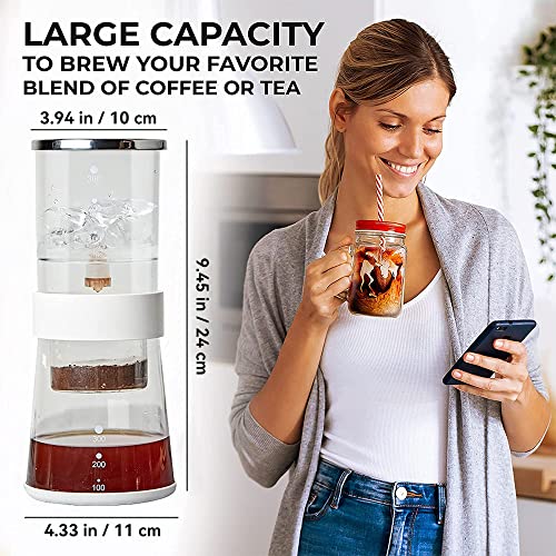 Image of Ice Drip Coffee Maker 14oz Cold Brew Coffee Smooth Dripper Slow Cold Drip Iced Coffee Concentrate Brewer with Adjustable Water Flow, Stainless Steel Filter