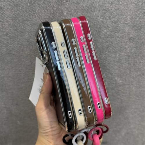 Protection antichoc iPhone 13 étui en cuir magenta de luxe robuste