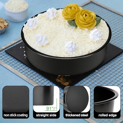 6 Inch Cake Pans Set of 3, Smash Cake Pans with 100PCS Parchment Paper for Layer Cakes, No-Stick Round Cake Pan Sets for Baking, Durable Baking Pan Set for Christmas Birthday, Dishwasher Safe - Thumbnail 5