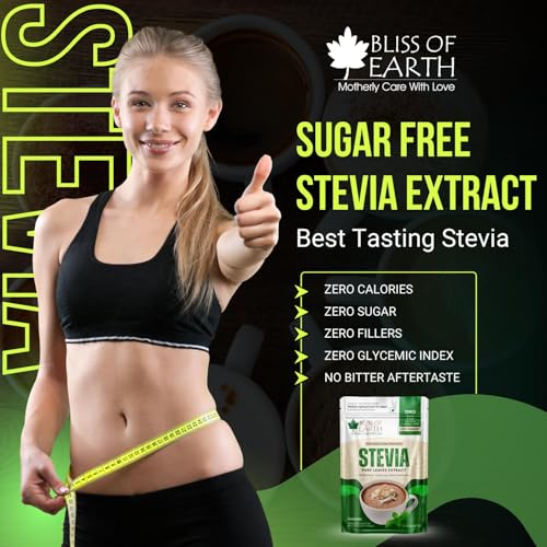 Image of Bliss of Earth Pure Stevia Extract Powder Without Erythritol | Natural Zero Calorie Sweetener | Sugar Free Stevia Extract | Organic Sugar Alternative | Keto Friendly Stevia Sugar for Everyday Sweetness 42.52g