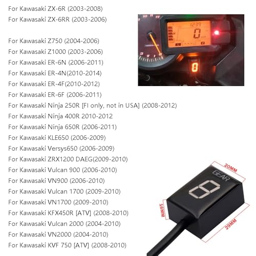 MOQIAOSEIKO Motorrad Ganganzeige Ganganzeige kompatibel mit Kawasaki ZX6R ZX-6R ZX6RR ZX-6RR Z750 Z1000 Z 750 1000 ER-6N ER6N