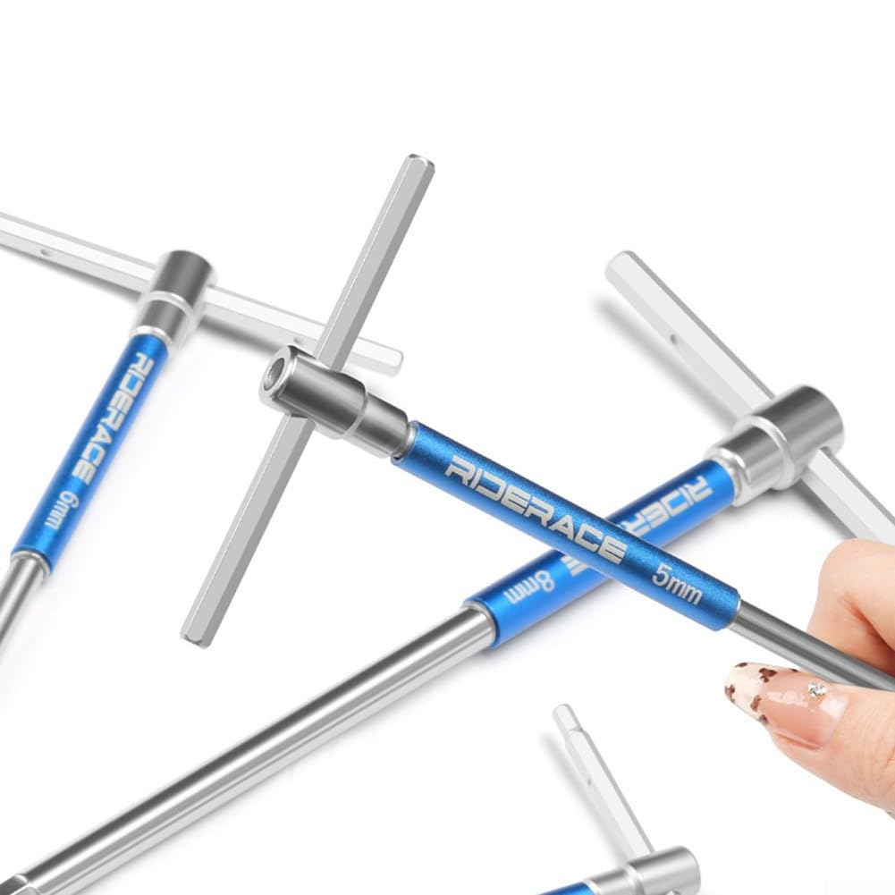 Juego de 8 llaves hexagonales tipo T con soporte de hierro para reparación de tornillos y montaje de muebles en construcción de acero de aleación azul para herramientas de jardín en casa