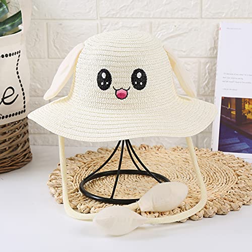 Kids Cute Funny 𝗥abbit Ear Moving Bucket Hat Boys Girls Jumping Straw Sun Hat Wide Brim Sun Protection Beach Cap2