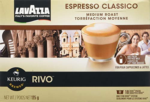 Lavazza Espresso Classico for Keurig Rivo System,2-18 packs 36-0.26oz