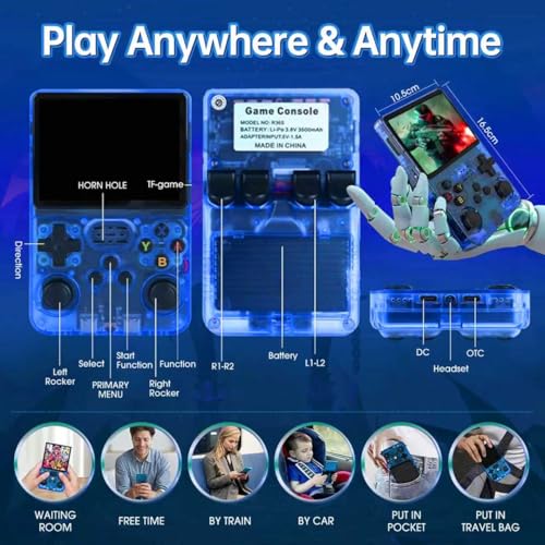 Console di gioco portatile retrò R36S, schermo IPS da 3,5 pollici, 128 GB di memoria, oltre 40.000 giochi classici, batteria da 3500 mAh, sistema operativo Linux, oltre 30 emulatori, colore viola