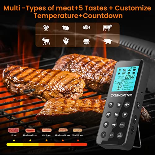 Wireless Meat Thermometer Ip67,Kiydom 300Ft Digital Wireless Meat Thermometer With Alarm Function For The Oven, Grill, Kitchen, Bbq, Smoker, Rotisserie #TOP2
