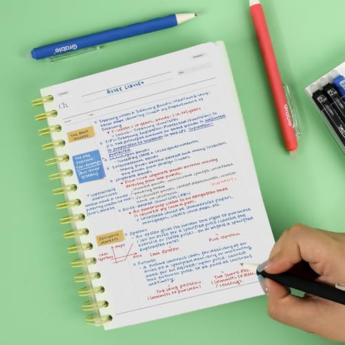 Image of Grabie Erasable Gel Pens, Medium Point 0.7 mm Erasable Pens, Make Mistakes Disappear for Drawing Writing Planner, Pack of 6, Black /Blue /Red