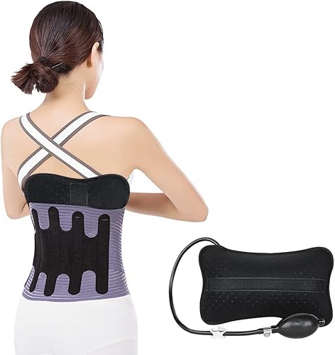 Miniatura 7 de Ibluelover Almohada inflable de apoyo lumbar, cojín de espalda portátil con bomba de mano, bolsa de cintura lavable transpirable para la parte