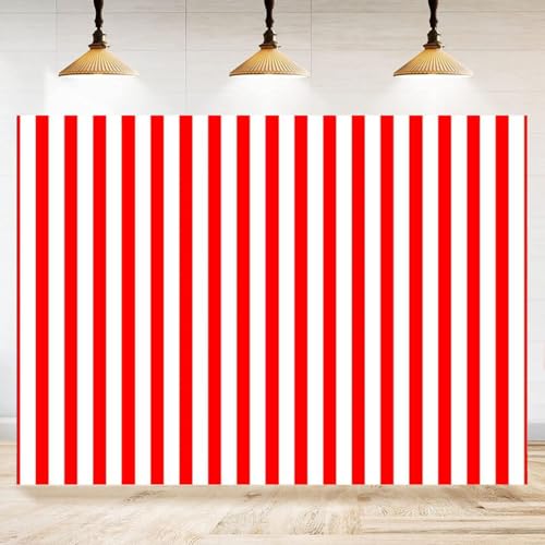 Fondo rayado rojo y blanco 210x150 cm para fotografía miniatura 4