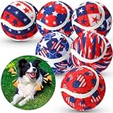 Suilung 6 Pcs Patriotic Dog Squeaky Tennis Balls 2.5 Inch Interactive Pet Toys Ball 4th of July Independence Veterans Day for Small Medium Large Dog Plush Chew Toys Teeth Cleaning for Cat Training