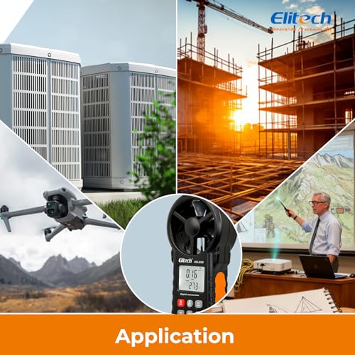 Elitech ANE-200W Bluetooth Anemometer, Digital Wind Speed Meter with Temperature and USB Data Export, CFM/CMM Air Flow Measurement, for HVAC and Environmental Testing