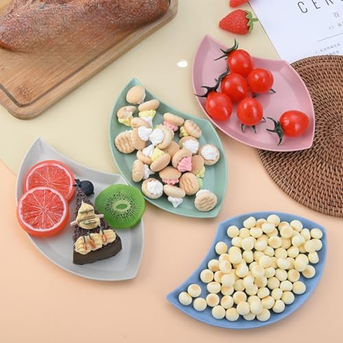 Image of YANCI Lightweight Wheat Straw Appetizer Plates, Reusable Unbeakeable Dinner Plates Set, 18 x 11 cm, Dishwasher & Microwave Safe (Green, Pack of 8)