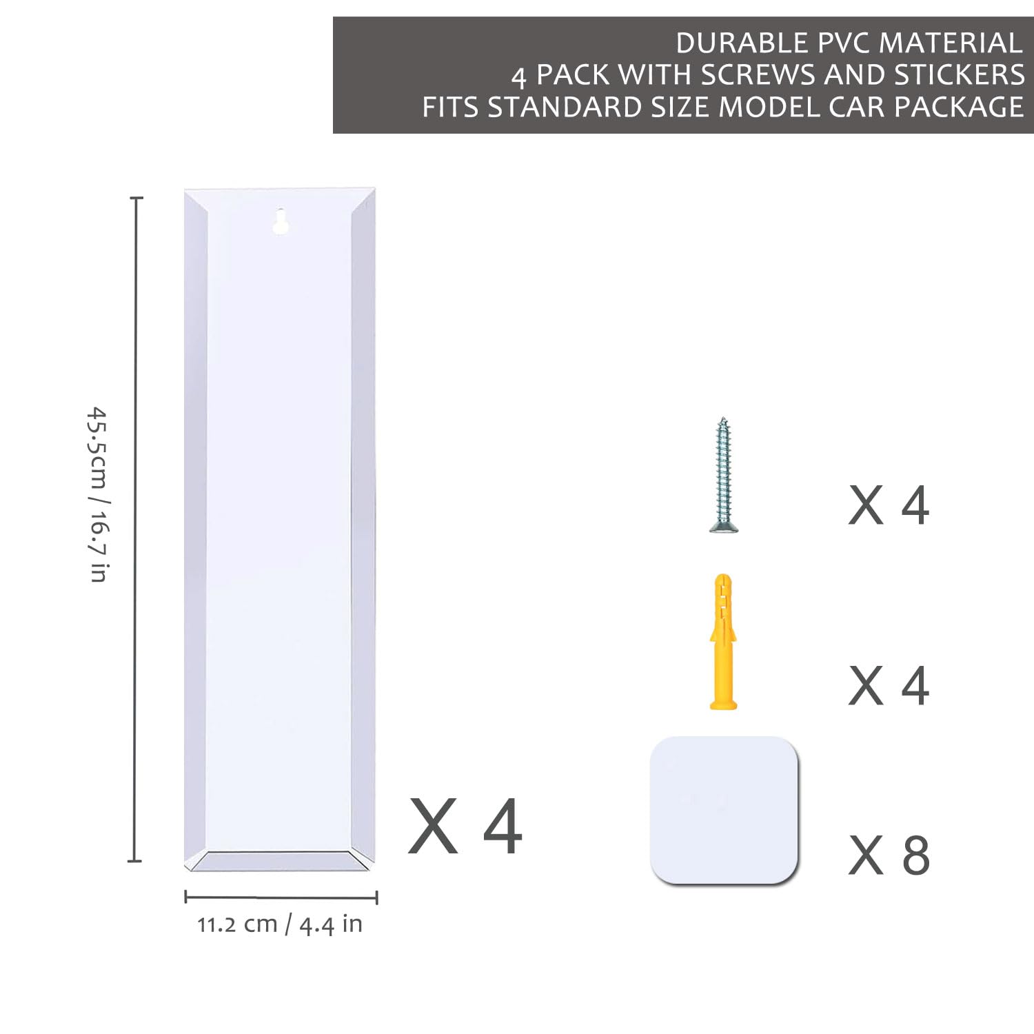 4 Pack Clear Model Car Display Case - Holds up to 40 Cars, Compatible with Hot-Wheels Packaged Cars, Toy Car Storage Organizer Wall Mount Toy Car Storage Display Case