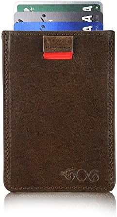 Agog Money Clip Wallet For Men - Ultra Slim Bifold Genuine Leather Pull Tab with Money Clip - Multi Card Holder Front Pocket Wallet - Brown