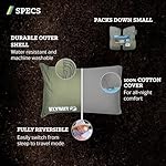 Klymit Drift Camping Pillow, Shredded Memory Foam Travel Pillow with Reversible Cover for Outdoor Use, Green, Large - Image 2