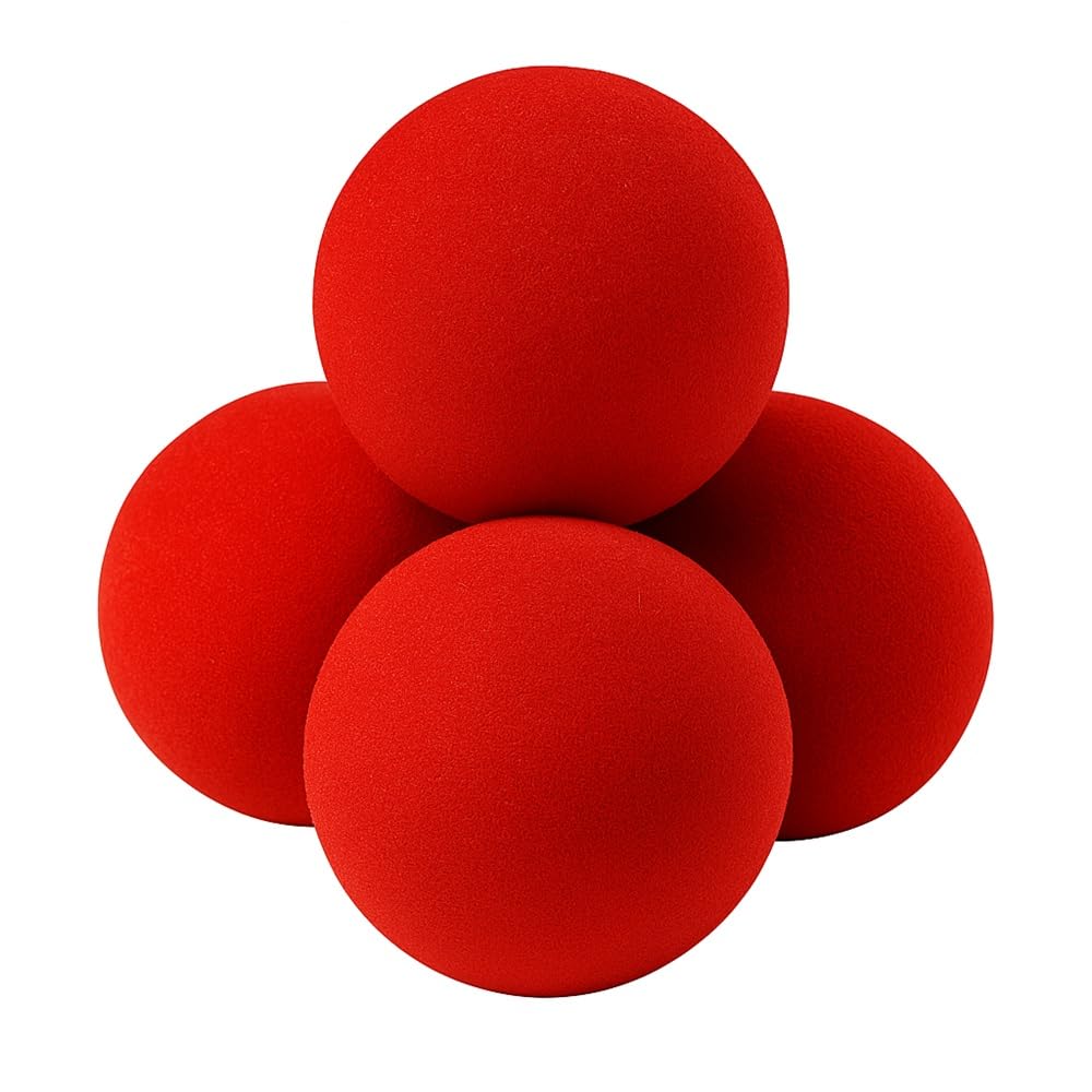 MilesMagic Magician's Set of 4 Close Up Classical Sponge Balls 4.5cm Soft & Funny Street Comedy Stage Magic Trick (Red)