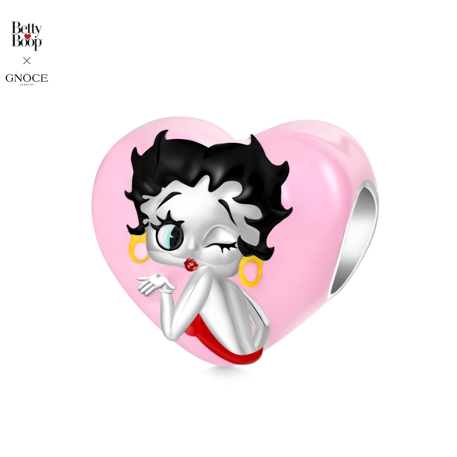 GNOCE Betty Boop Colgante Dangle Charm, S925 Plata de Ley Charms Dangle para mujeres niñas esposa hija San Valentín Día de la Madre joyas regalo