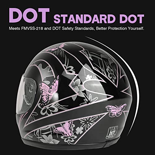Image of SLMOTO Adult Motocross Motorcycle Helmets Black Pink Butterfly ATV S DOT