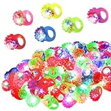 108 Pcs LED Light Up Ring - Glow in the Dark Party Favors, Soft Jelly Toy Rings Finger Lights in Treasure Box, Bulk Prize Gift for Kids & Adults (6 Colors)