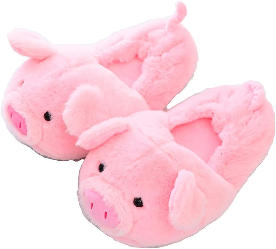 Millffy Funny Womens Warm Animal Slippers Funny Slippers Furry Pink Pig Slippers House Shoes