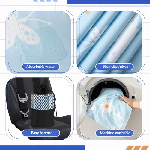 Image of Hahafelt 2 Pack Car Seat Towel Cover with Storage Bag, Daisy | 63 x 32 in Car Towel Seat Cover Non Slip Waterproof, Gym Workout Swimming Running, Machine Washable Sweat Absorbent Protector