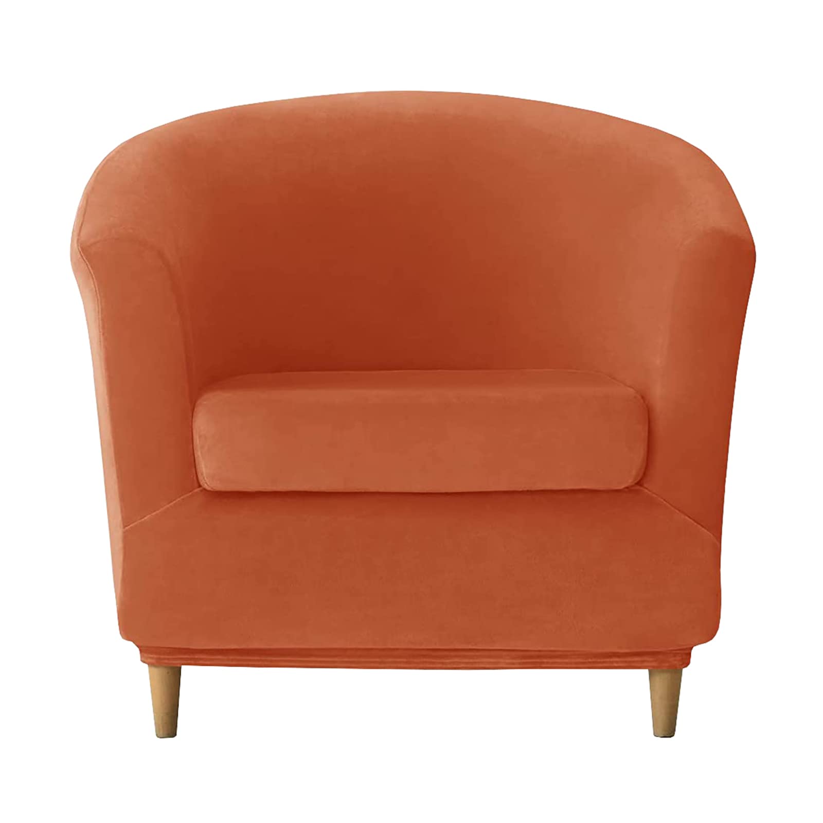 Jhld Orange A Velvet Club Chair Slipcover 2 Piece, Tub Chair Cover Stretch Armchair Chair Slipcovers With Elastic Bottom Sofa Cover Machine Washable -2 Pieces
