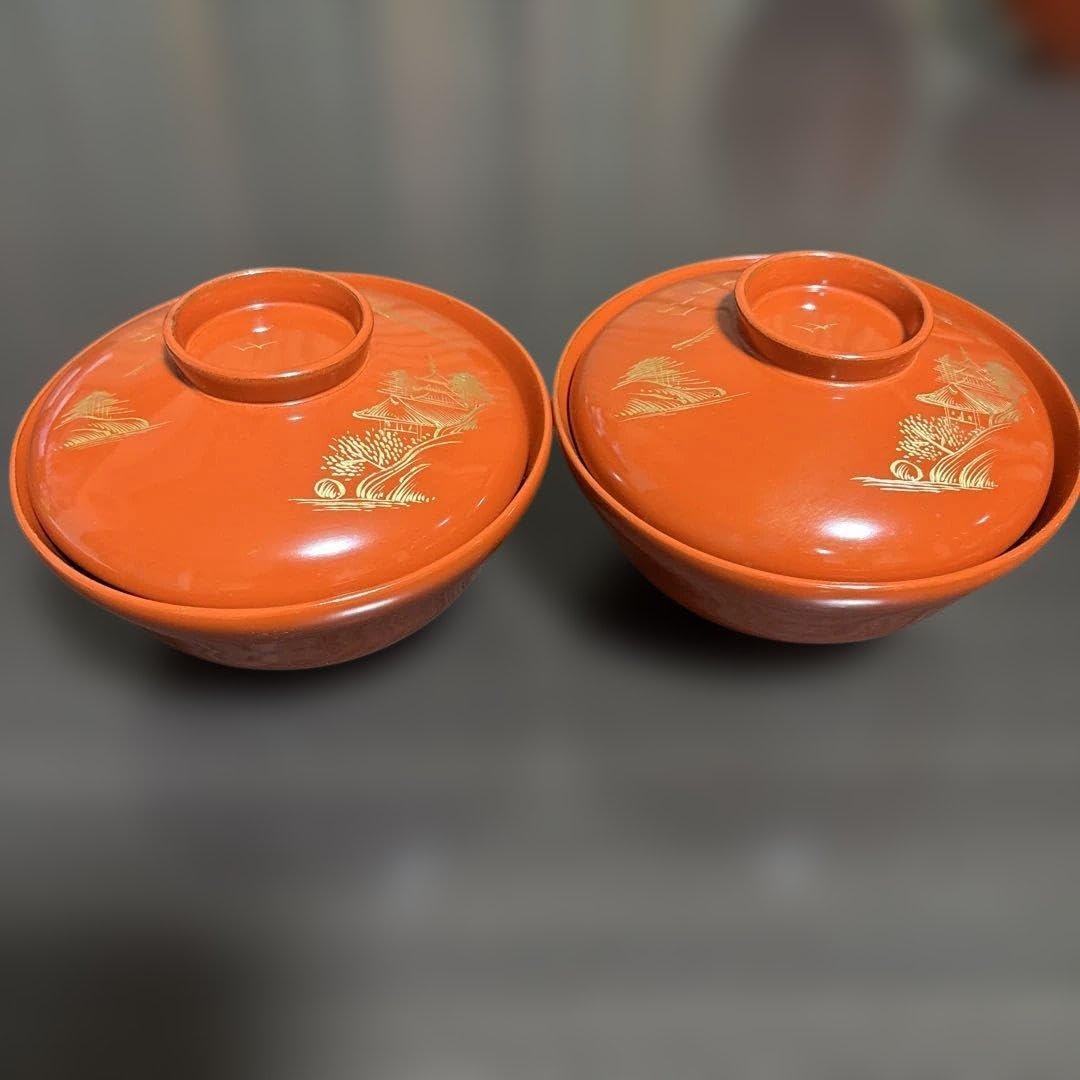 輪島塗 菊文 沈金(蒔絵)漆器 蓋付椀 煮物椀 汁椀 吸物椀 木製 2客セット Amazon.co.jp: 輪島塗り蓋付きお吸い物椀 2客セット沈金木製 : ホーム