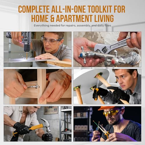 Image of Hi-Spec Tool Kit with 8V Cordless Drill Set with Toolbox for Home DIY