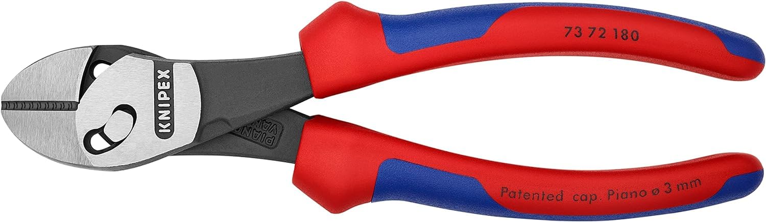 KNIPEX TwinForce Alicate de corte diagonal de alto rendimiento con mangos multicomponente 180 mm, 73 72 180