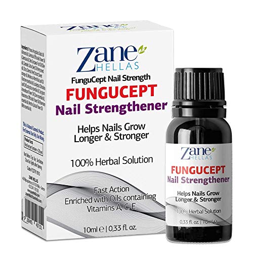 Zane Hellas Fungucept Nail Strengthener. Promotes Nail Growth for Weak, Thin, Cracking and Peeling Nails. Fast Action 100% Liquid Herbal Solution. 0.33 fl.oz. - 10ml