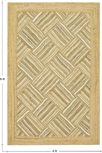 Tapis à tissage plat en jute bicolore pour intérieur et extérieur chic - 4