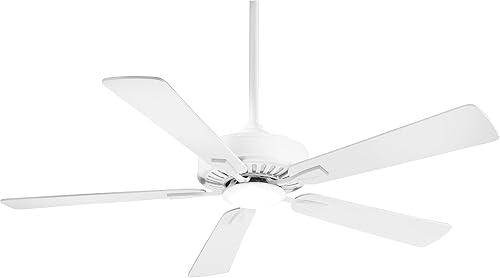Minka-Aire F556L-WHF Contractor Plus Ventilador de techo de 52 pulgadas con luz LED integrada de 16 W en acabado blanco plano