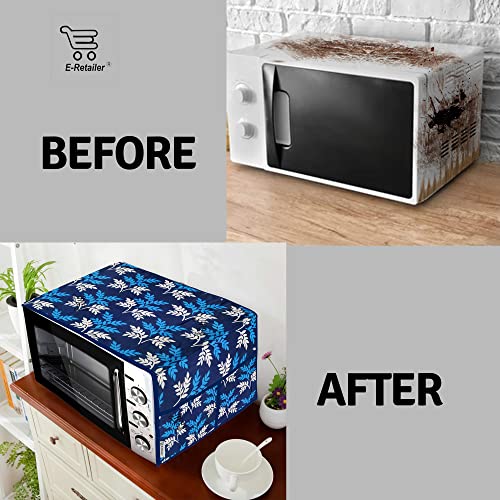 Image of Polyester 3-Layered Microwave Oven Top Cover With 4 Utility Pockets Suitable for Upto 30 Liter (Color- Blue, Size-36x14 In)