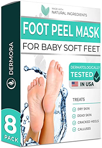 Foot Peel Mask - For Cracked Heels, Dead Skin & Calluses - Make Your Feet Baby Soft & Get a Smooth Skin, Removes & Repairs Rough Heels, Dry Toe Skin - Exfoliating Peeling Treatment (8 Pack)
