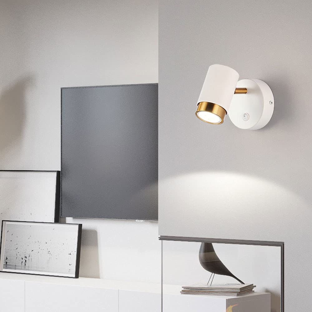 Luz de cabecera Luz de luz Gu10 Spotlets con interruptor, luces de manchas monopoint ajustables de 90 grados - Lámpara de lectura montada moderna para la cama del hotel del dormitorio (negro)