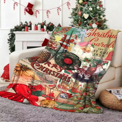 Christmas Throw Blanket 150x100cm - Soft Cozy Gift Christmas Tree Design -Cute Christmas Blanket Santa Claus Decor For Bed Sofa -Personalised Xmas Throw Funny Beautiful Ambiance Gift (Garland)