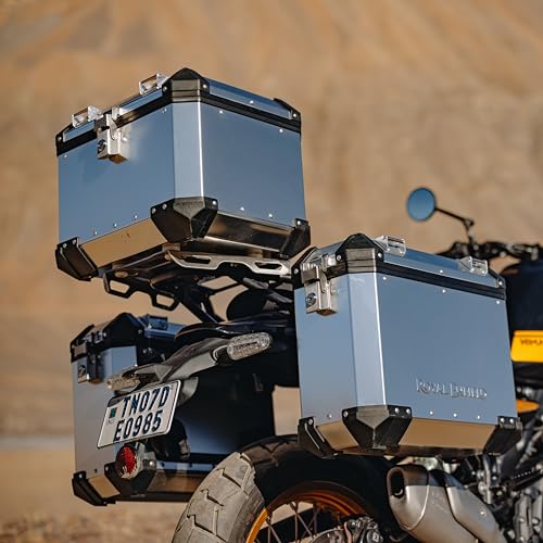 Image of Royal Enfield 1990274 Silver Adventure Panniers for Himalyan & Scram 411