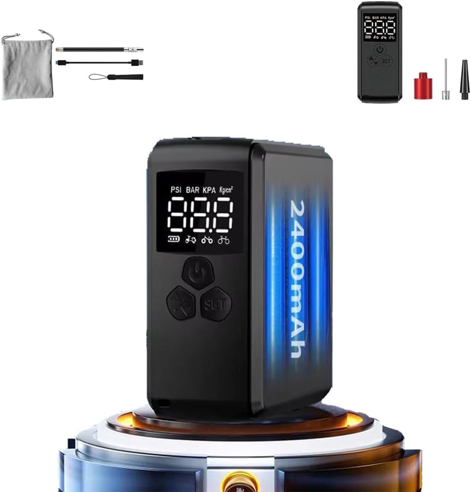 KASTWAVE 150PSI Bike Pump, Portable Bike Pump, Bicycle Pump with LED Digital Pressure Gauge, Electric Bike Air Pump with Valve for Bicycle, Motorcycle and Ball