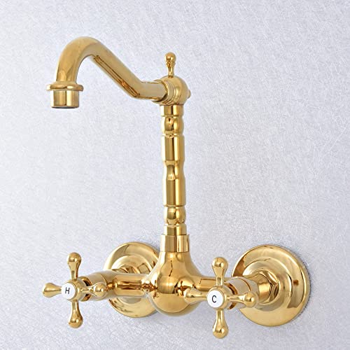 Grifos de cocina y lavabo dorados de pared para optimizar espacio en lavaderos modernos 6