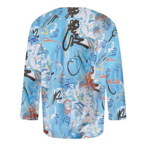 Men's Graffiti Shirt 3/4 Sleeve Art Print Graphic Tee Casual Pullover Streetwear Hip Hop Tops3