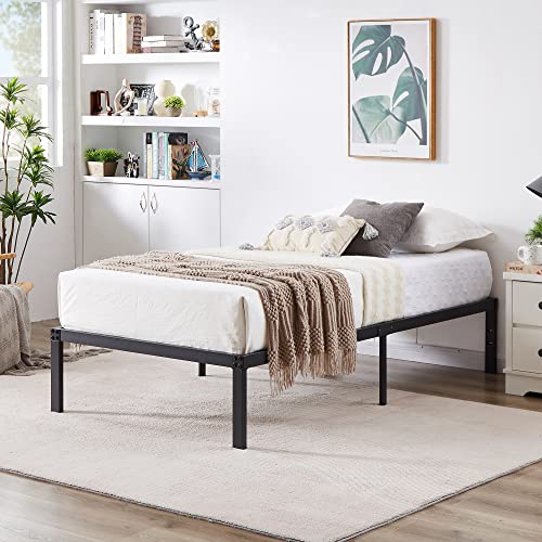 Vecelo 14" Twin Metal Platform Bed Frame,Heavy Duty Steel Slat/Easy Assembly Mattress Foundation/No Box Spring Needed #TOP11