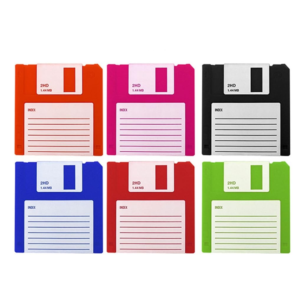 Gmbylby Multicolored 6Pieces Multipurpose Silicone Coasters Set Floppy Disk Dining Decors Office Accessories Drinkware Pad