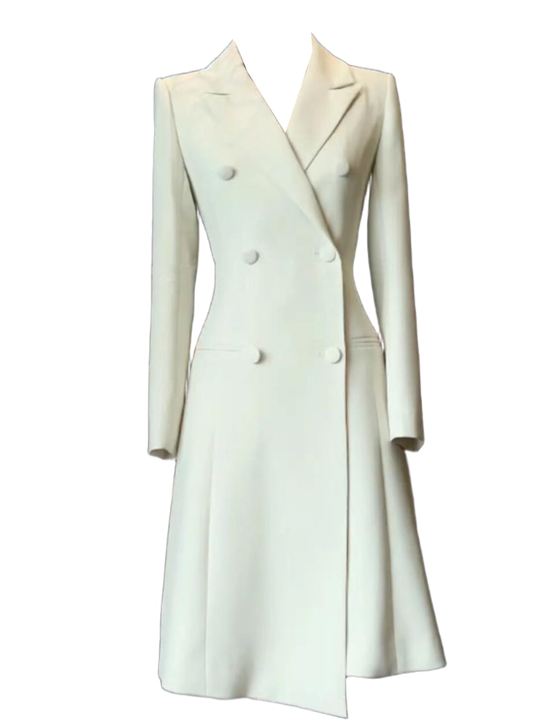 Womens Double Breasted Long Dress Blazer Party Prom Peak Lapel Coat
