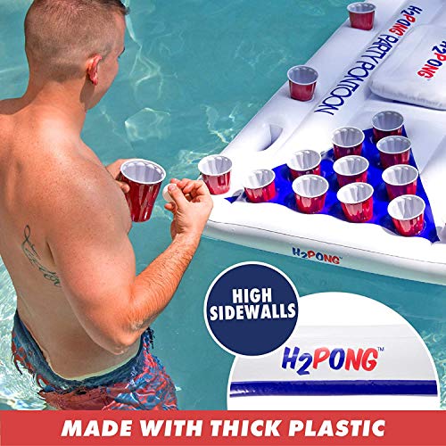 Play Platoon H2Pong Inflatable Party Pong Raft With Cooler, Includes 5 Ping Pong Balls - Floating Pool Party Game Float Set With Built In Cooler #TOP4